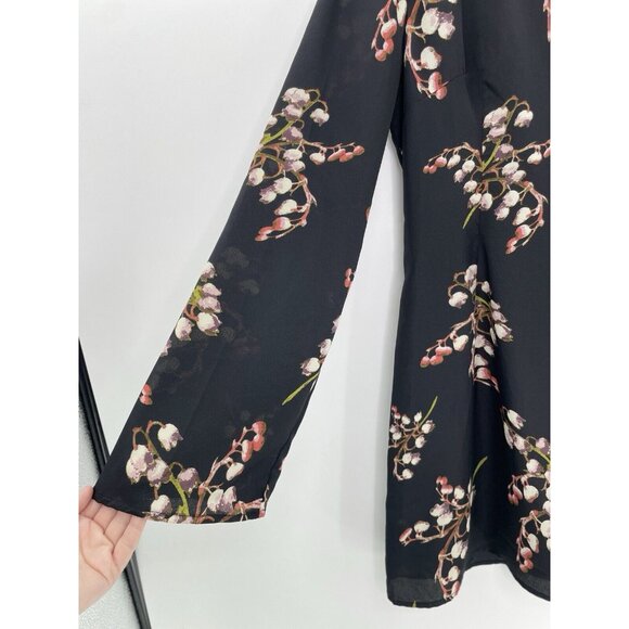 NWT MM Couture By Miss Me Chiffon Floral Bell Sleeve Dress Tie Back Sz M Boho - Picture 4 of 13